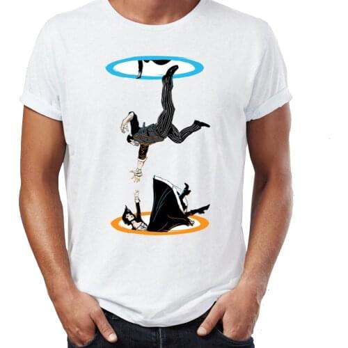 Summer Men T-shirt Bioshock Infinite Elizabeth Portal Crossover Classic Gaming Awesome Tshirt Cool Tees Tops Harajuku Streetwear