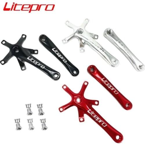 Litepro Folding Bike Square Hole Crank 130mm BCD Aluminum Alloy 170mm Crank Black Red Silver