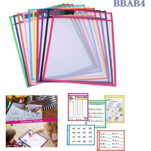 Reusable Dry Erasable Pockets Transparent Write And Wipe Drawing Board Dry Brush Bag File Pocket For Teaching Kids Pastels New