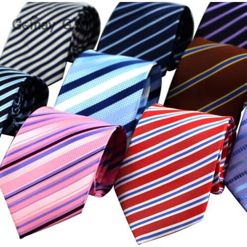Fashion Jacquard Striped Ties for Men Classic Neckties for Wedding Business Luxury Red Black Pink Tie Gravatas Polyester Necktie