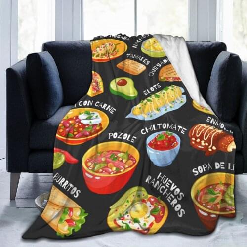 Soft Warm Flannel Blanket Mexican Food Travel Portable Winter Throw Thin Bed Sofa Blanket