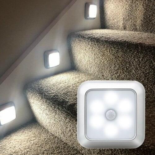 Night Light Motion Sensor LED Light Human Induction Night Lamp for Home Hotel, Round White Housing White Light