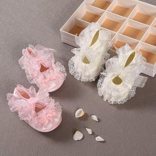 Newborn Princess Soft Sole First Walkers Girl Shoes Anti-slip Shoes for Party Wedding Baby Girls Crib Shoes Prewalkers 0-18m