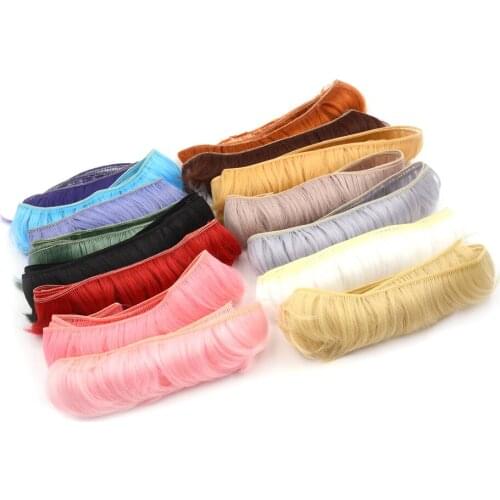 5x100cm Newest Doll short Curly DIY fringe hair natural brown black khaki color wig hair for 1/3 1/4 BJD doll wig