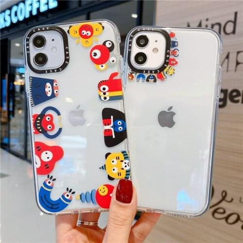 Transparent Phone Case For iPhone 12 Mini 11 Pro Max X XS XR 7 8 Plus SE 2020 Cartoon Little Monster Cases