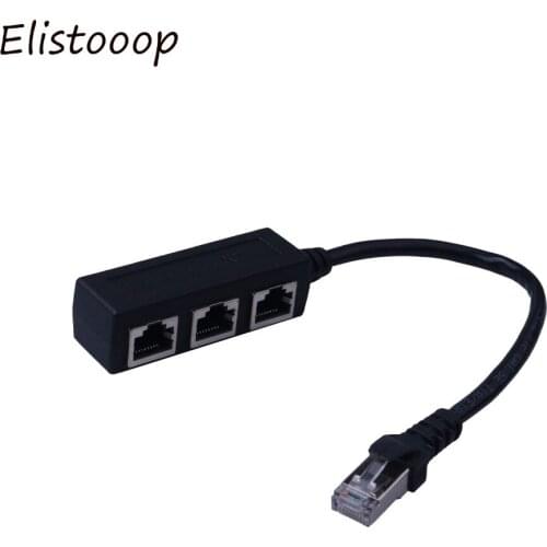 Elistooop LAN Ethernet Network RJ45 Plug Splitter Extender 1 to 3 Socket Ethernet Adapter Computer Cable Connector