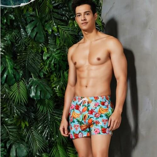 SD18 new beautiful fruit floral print swimwear men summer beach vacation leisure shorts men swimsuit sunga board swimming trunks