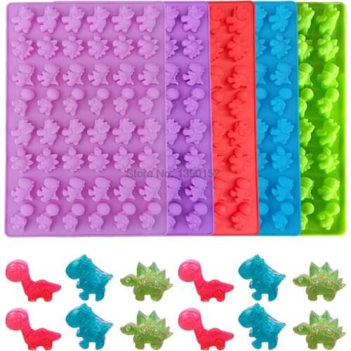 200pcs 48 Cavity Cute Dinosaur Silicone Gummy Cake Molds Chocolate Mold Ice Cube Tray Candy Mould Cake Baking Decorating Tools