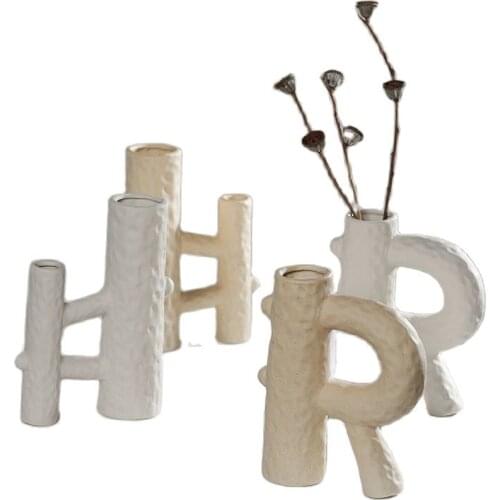 INS Nordic Dried Flower Vase White Ceramic Candle Holders Candlestick Living Room Vase Decoration Wedding Bougeoir Gift FC589