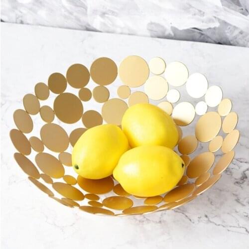 Modern Fashion Hollow Metal Fruit Plate Decorative Iron Art Serving Tray Kitchen Tableware Dining Table Decor Sitting Room Craft