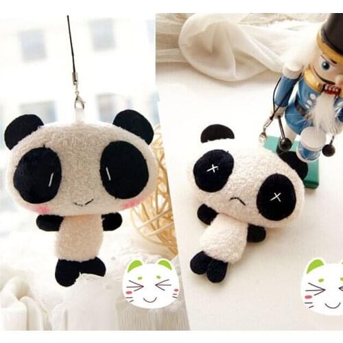 Super Kawaii 8CM Lover Panda Small Plush Stuffed Toy Doll Pendant Key Chain Doll Bouquet Plush Doll Toy L0051
