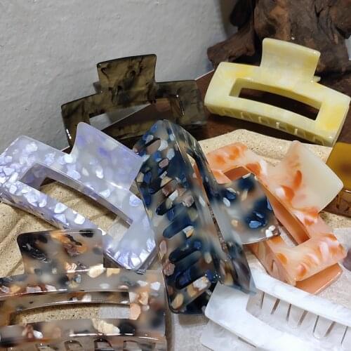 Korean Rectangle Acrylic Marble Hair Claws Cellulose Acetate Hair Clip Hairpins for Women Girls Hair Crab Clamp Hair Accessories