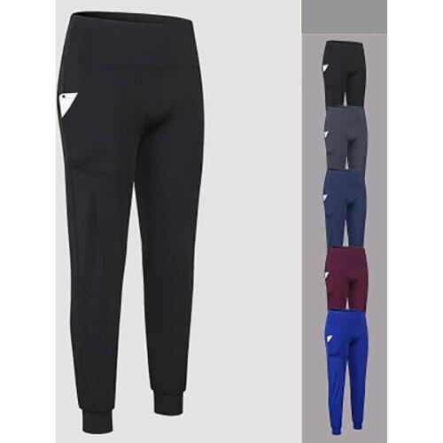 Womens Sport Trousers High Waist Yoga Pants Loose Leisure Training Quick-drying Stretch Pants Fitness Running Pants with Pocket