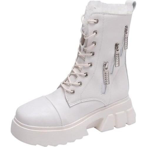 Winter Leather White Snow Boots Women Shoes Female Thick Sole Fashion Warm Plush Waterproof Booties Botines Mujer Femmes Bottes2