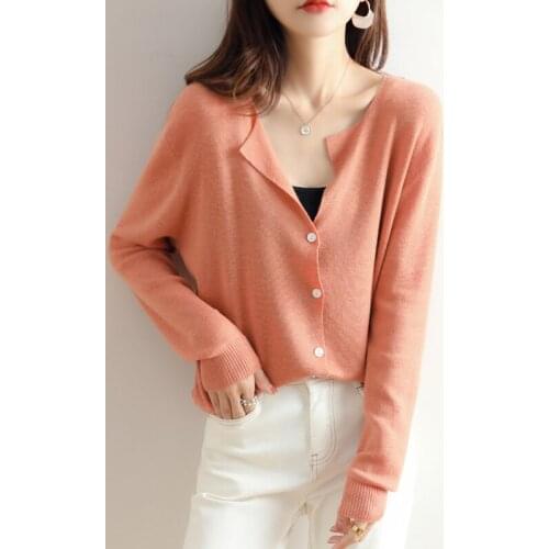 2021 Cardigans for woman summer sweaters knitted jumper High Quality Female knitwear V-neck cool comfortable