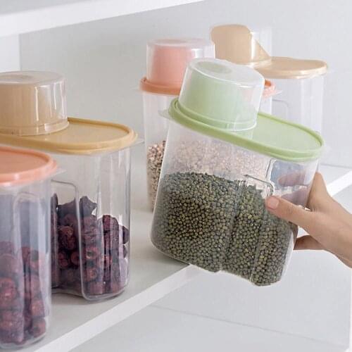 1.9L Plastic Storage Box Cereal Dry Food Storage Container Transparent Leakproof Storage Bottle Kitchen Container