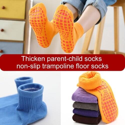 1Pair Silicone Dots Socks Anti Slip Cotton Trampoline Socks Soccer Football Sports Socks Non-slip Floor Socks For Adult Children