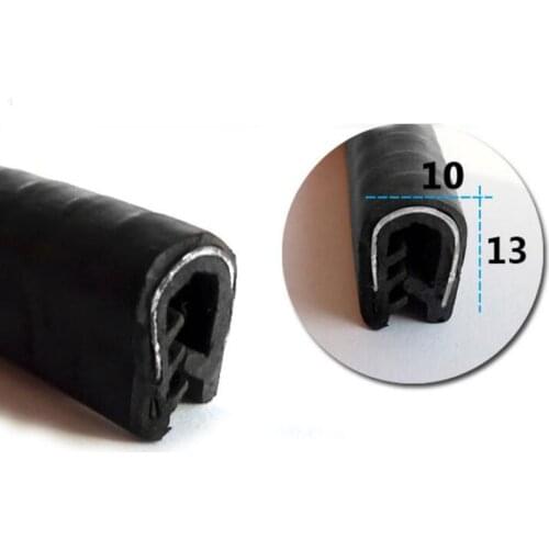 10mm x 13mm PVC Black Gripping Edging Seal Trim Protector Auto Noise Control Guard Strip Van Boat Truck U Channel Trim
