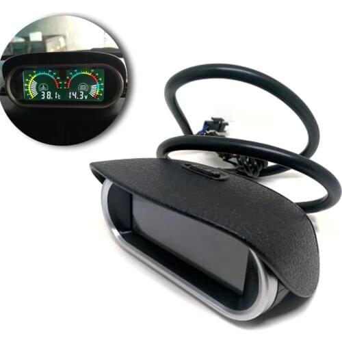 2 in 1 Horizontal 12v/24v LCD Digital Car Truck Water Temperature Gauge Meter Voltmeter Voltage Gauge Sunshield Universal