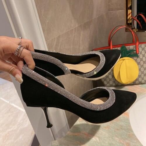 2021 Newest Summer Shoes Woman Sexy Genuine Leather Shallow Woman Pumps Party Shoes Pointed-Toes Super High Heels Woman Pumps