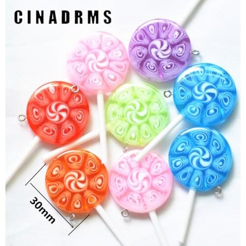 30mm Resin Lollipops,Kawaii Lollipop Resin Cabochon Charms,lollipop Miniatures embellishment supplies
