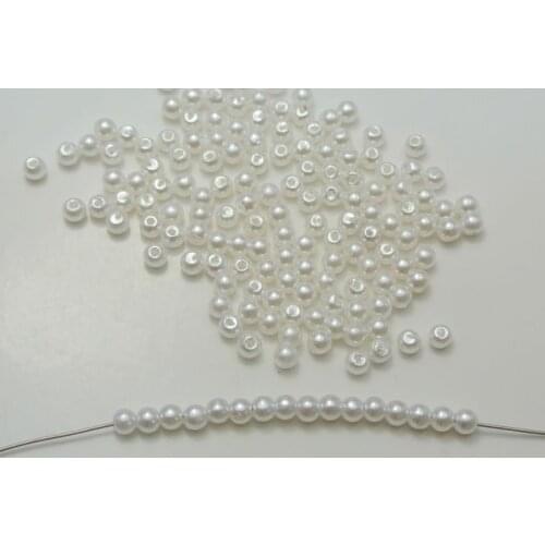 4mm Plastic Faux Pearl Round Beads Pure White Imitation Pearl