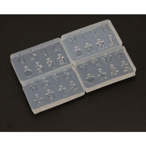 4Pcs A-Z English Letter Pendant Mold Kit Alphabet Pendant UV Resin Silicone Mold Dried Flower Resin Decorative DIY Hand Crafts