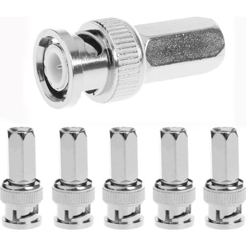 5pcs Twist On BNC Male Plug RF Coax Connector Cable Adapter for CCTV IP Camera Security System