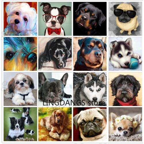 5D Diamond Painting Husky Rottweiler German Shepherd Diamond Embroidered Animal Dog Cross Stitch Mosaic Nordic Set Home Dec
