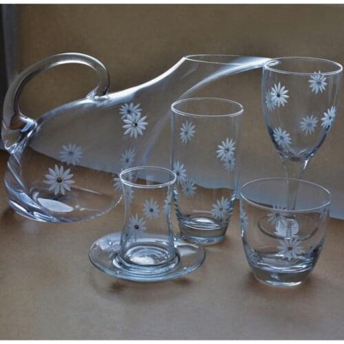 61 Pieces Swarovski famous brand white stone sun dowry set home office use glass cup jug set tea glass set home office bar