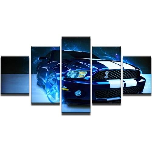 Abstract 5 Panel Cool Car Shelby GT500 Canvas Painting Wall Art Poster Style Wall Pictures For Living Room Modern Decor