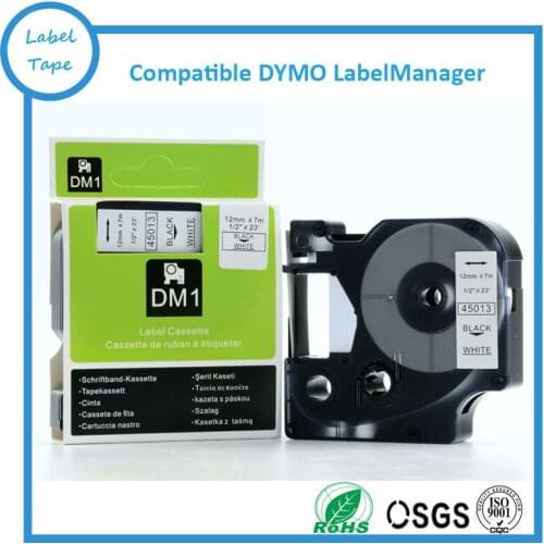 Free shipping 3pcs/lot 45013 Compatible Dymo D1 Label tape 12mm Black on White Dymo Maker Label Tape Cartridges