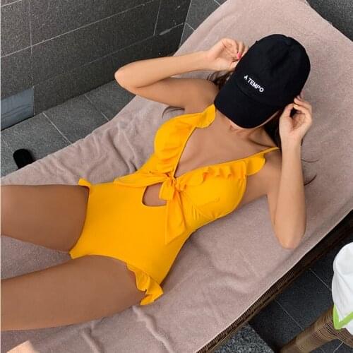 Brand 2020 New Sexy One Pieces Swimwear Women Deep-V Swimsuit Hot Girls Bathing Suit Cute Body Suit Beach Wear Backless Monokini