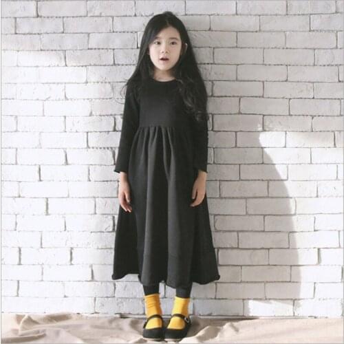 Autumn Winter Girls Dress Long Style Hoodies Sweatshirt Dresses Loose Casual Fleece Warm Vestido Kids Clothes RT293