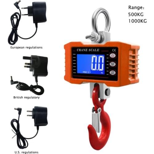 500kg/1000kg 1000Lbs/2000lbs Crane Scale Electronic Industrial Scale Digital Hanging Hook Farm Hunting Fishing Outdoor