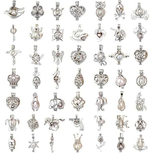 HENGSHENG 49 PCS Different Style Charm Locket Pendant Necklace Bracelet Charms Jewelry Making Accessories without Pearls