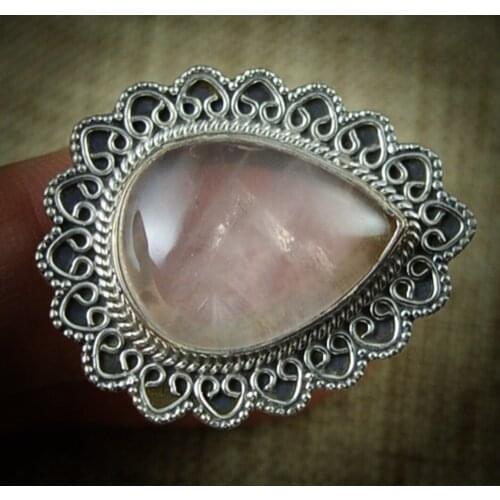 Lovegem Genuine Rose Quartz Ring 925 Sterling Silver,Size : 8.5 , AR0214