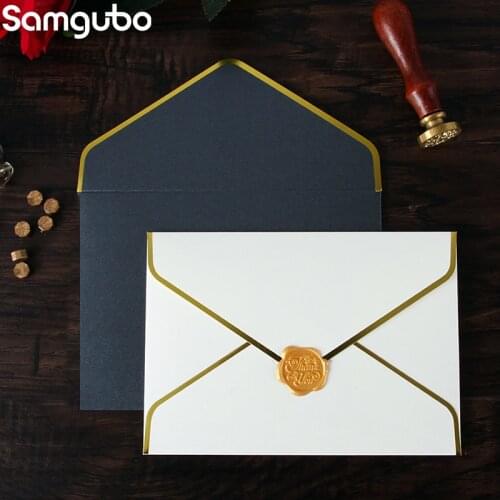 10pcs/set Retro Gold Stamping Envelopes Creative European Business Envelope Letter Paper Envelope Wedding Invitation