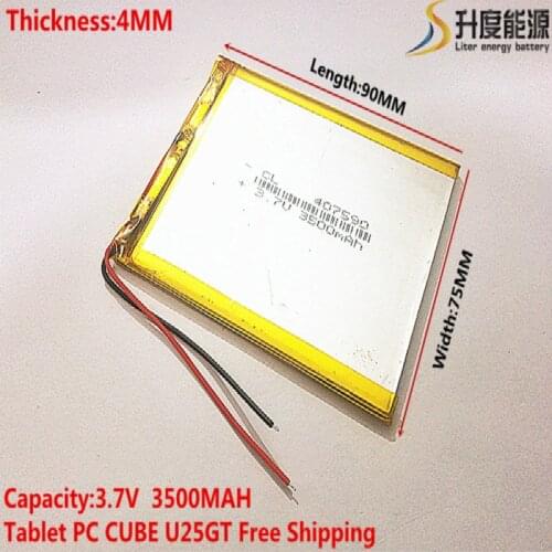 Size 407590 3.7V 3500mah Lithium polymer Battery with Protection Board For PDA Tablet PCs Digital Products Free Shipping