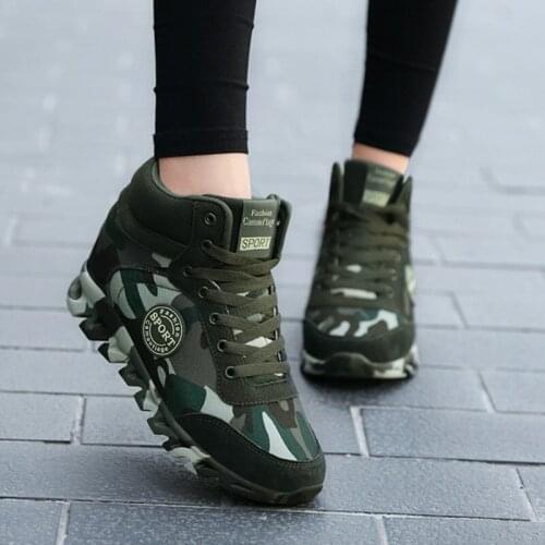 Fashion Camouflage Women Sneakers Canvas Hidden Heel Casual Shoes Women Platform Shoes Sneakers Wedge Shoes Plus Size 35-42