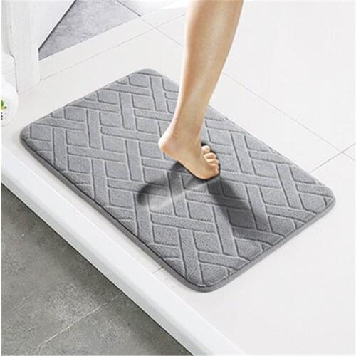 Fashion different colourFHome Bath Mat Non-slip Bathroom Carpet soft coral fleece Memory Foam Rug Mat kitchen Toilet Floor decor