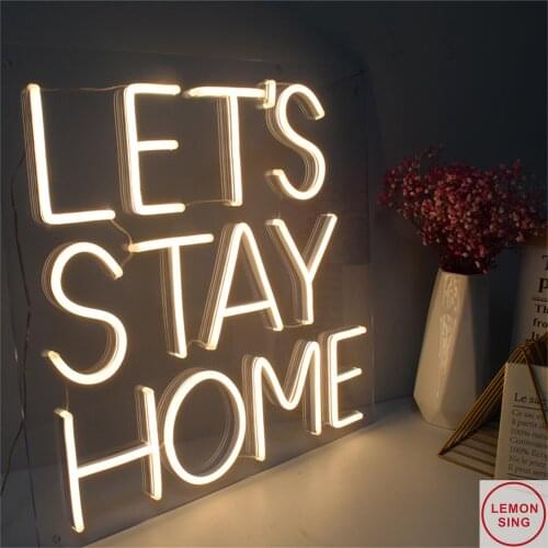 Custom Neon Sign Lets Stay Home Neon Sign Custom Among US Neon Sign Home Room Wall Decoration