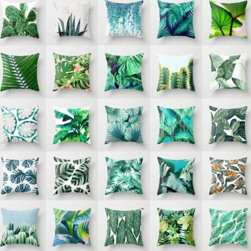 New Green Tropical Leaves Cushion Cases Nordic Simple Geometric Decorative Pillows Case Livingroom Sofa Seats Throw Pillows 18"