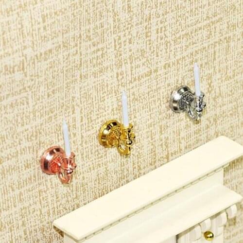 New Arrival 1Pair 1/12 Scale Dollhouse Miniature Metal Wall Decoration Candle Furniture Acccessories