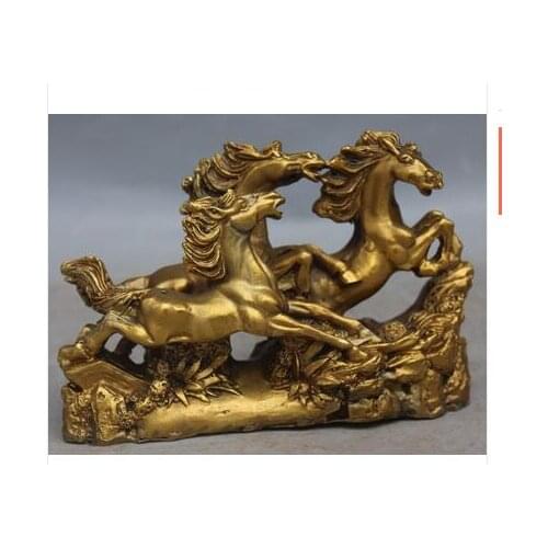Wholesale factory Decoration Crafts Brass 15Cm Chinese Bronze Auspicious Success Running 3 Horse Horses Animal SCULPTURE