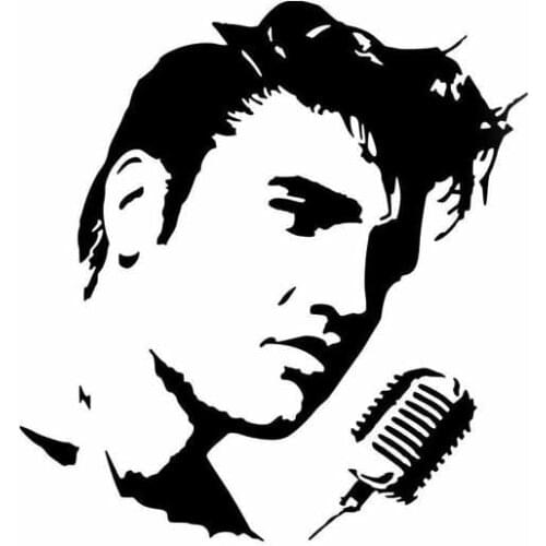 Car Stickers Personalized Fashion Elvis PVC Decals Auto Parts Stickers American Singer Decals Creative Black/white, 15cm*14cm