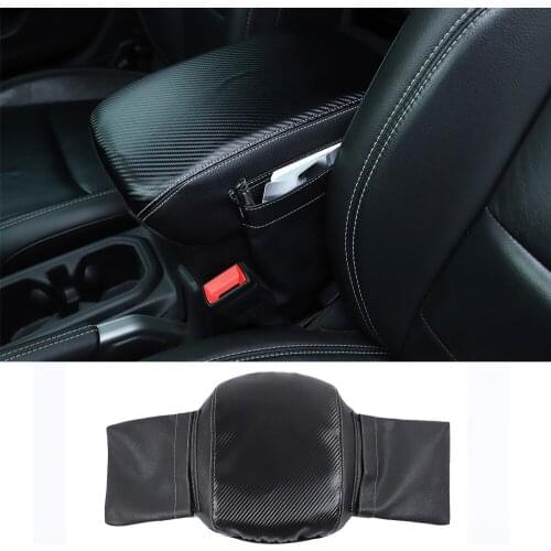 Fit For Jeep Wrangler JL JT Gladiator 2018+ Carbon Fiber Center Console Armrest Box Cover Protector Leather Pad Case Accessories
