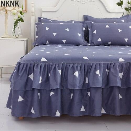 Bed Cover Aloe Cotton Cute Bed Sheets Single Side Bed Skirt Bed Cover Korean Princess Bed Cover Three-piece Bed Set Bed Sheets