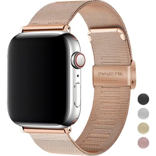 Mesh Strap For Apple Watch band 44mm 40mm iWatch band 38mm 42mm Metal Stainless steel bracelet Apple watch series 6 SE 5 4 3