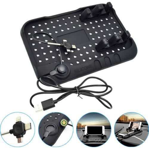 Silicone Car Dashboard Anti-Slip Mat Universal Mobile Phone Holder GPS Stand Black Non-Slip Pad Auto Phone Charging Accessories